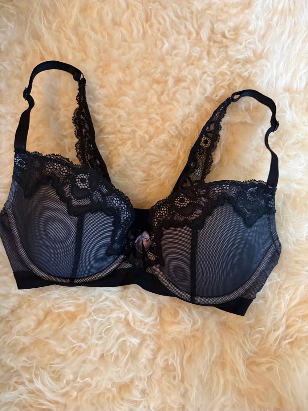 Adore Me Black Lace & Mesh Underwire push up Bra